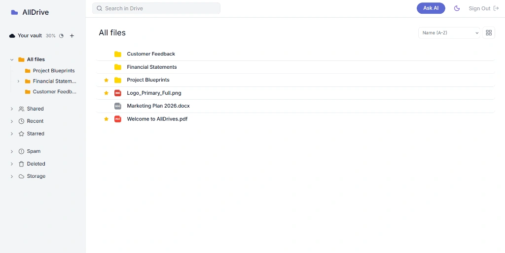 AllDrives — live project screenshot
